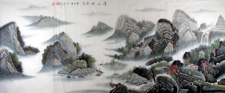 小八尺山水畫溪山風(fēng)光
